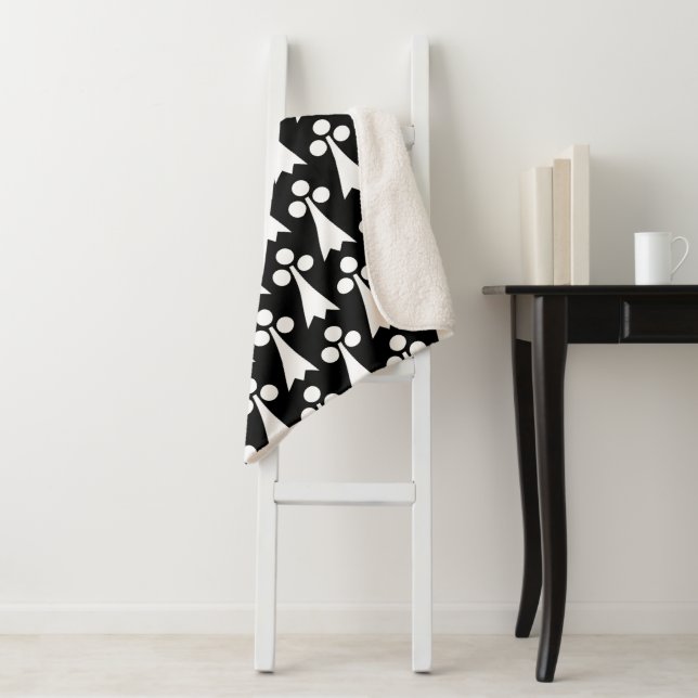 Ermine Pattern, Medieval Pattern, White on Black Sherpa Blanket (In Situ)