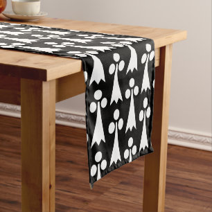 Ermine Pattern, Medieval Pattern, White on Black Short Table Runner