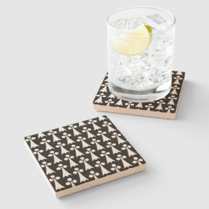 Ermine Pattern, Medieval Pattern, White on Black Stone Coaster