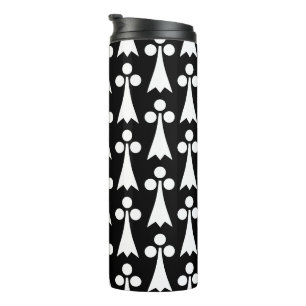 Ermine Pattern, Medieval Pattern, White on Black Thermal Tumbler