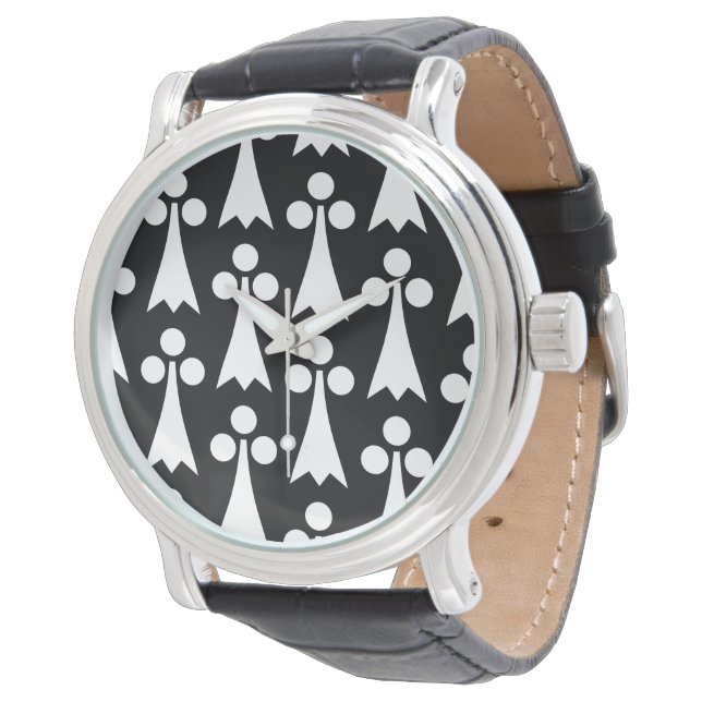 Ermine Pattern, Medieval Pattern, White on Black Watch (Angled)