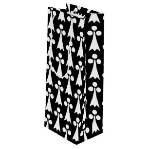Ermine Pattern, Medieval Pattern, White on Black Wine Gift Bag
