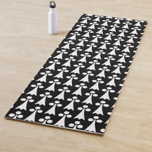Ermine Pattern, Medieval Pattern, White on Black Yoga Mat