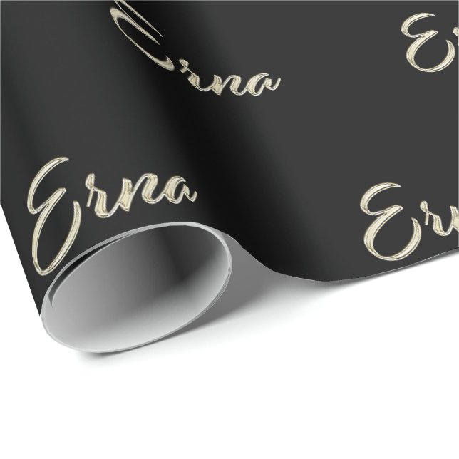Erna papier cadeau en or blanc écriture manuscrite (Coin rond)