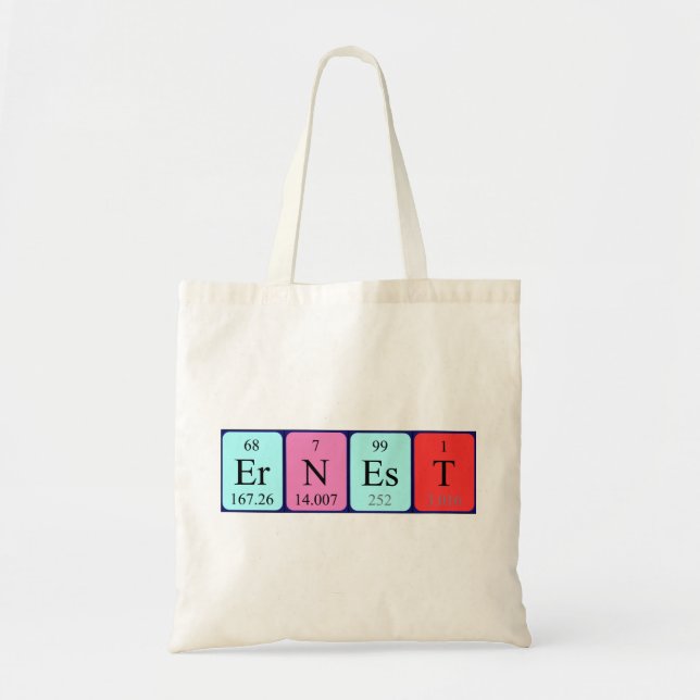 Ernest periodic table name tote bag (Front)
