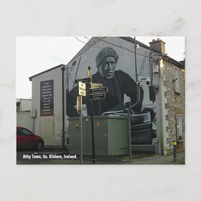 Ernest Shackleton wall mural, Athy town, Ireland. Postcard (Front)