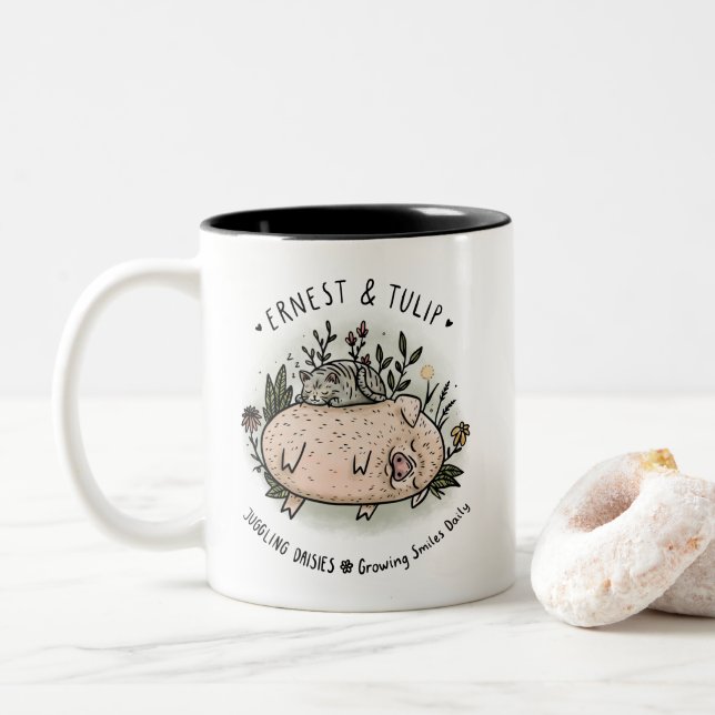Ernest & Tulip Coffee Mug - Juggling Daisies (With Donut)