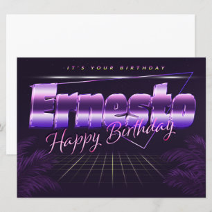 Ernesto Nom Prénom lila retro Carte Anniversaire