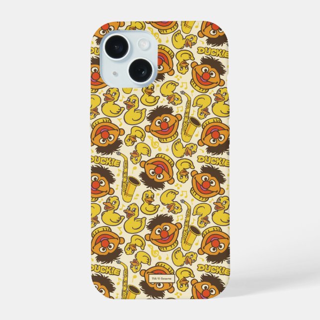 Ernie and Rubber Duckie Pattern iPhone 15 Case (Back)