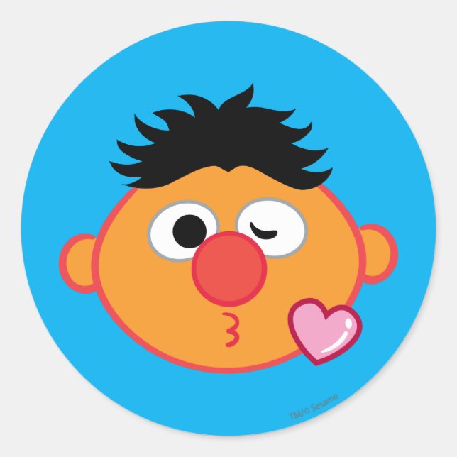 Ernie Face Throwing a Kiss Classic Round Sticker (Front)