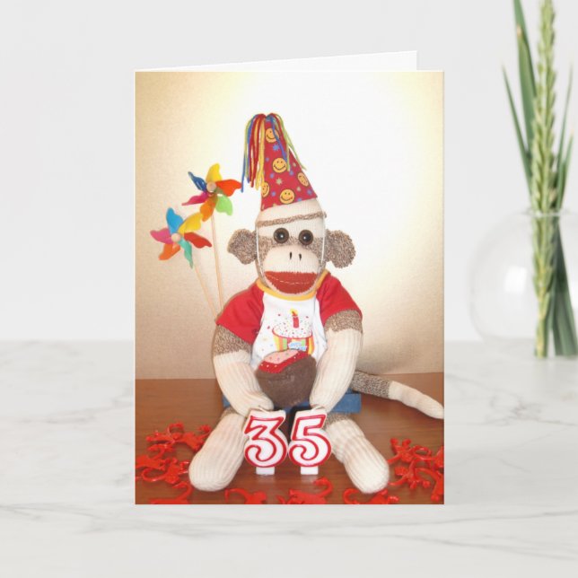 Ernie le singe de Sock 35e carte d'anniversaire (Devant)