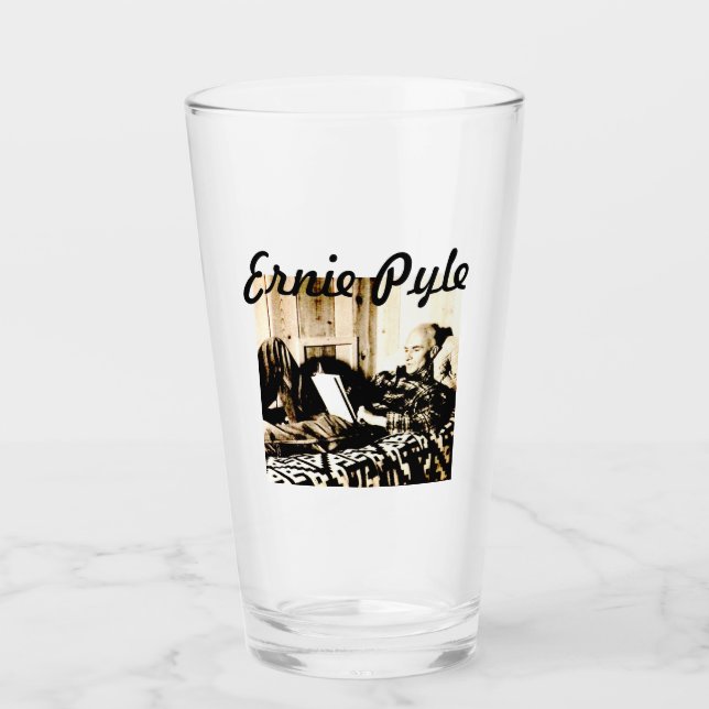 ERNIE PYLE BEER GLASS RECLINING (Front)