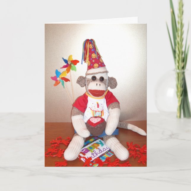Ernie the Sock Monkey Birthday Card (Front)