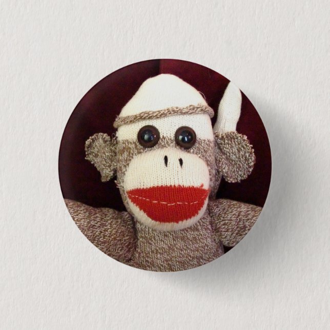 Ernie the Sock Monkey Face Pin (Front)