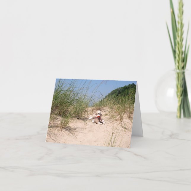Ernie the Sock Monkey Sand Dunes Blank Card (Front)