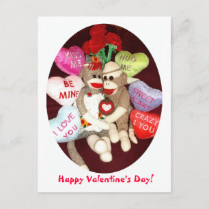 Ernie the Sock Monkey Valentine's Day Postcard