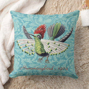 Ernst Haeckel Colourful Hummingbird Nature Art Throw Pillow