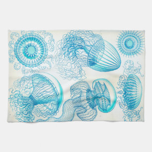 Ernst Haeckel Leptomedusae jellyfish Kitchen Towel