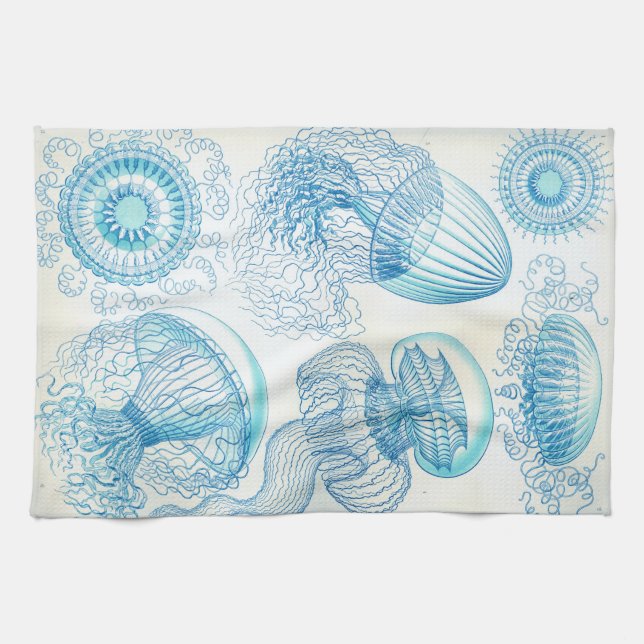 Ernst Haeckel Leptomedusae jellyfish Kitchen Towel (Horizontal)