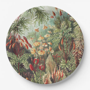 Ernst Haeckel Moss Nature Print Dark Academia Paper Plate