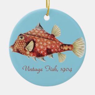 Ernst Haeckel Nautical Red Boxfish Sea Life Ceramic Ornament