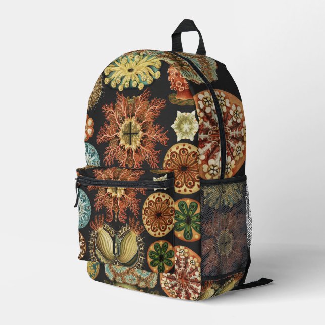 Ernst Haeckel Nautical Sea Life Art Collage Printed Backpack (Back Corner Right)