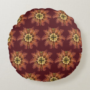 Ernst Haeckel Nautical Tunicate Red Sea Life Art Round Pillow