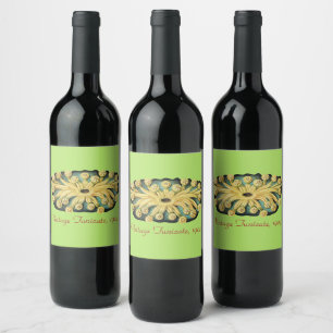 Ernst Haeckel Nautical Yellow Sunburst Art Wine Label