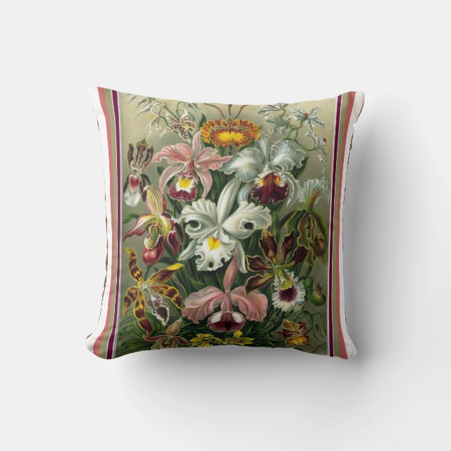Ernst Haeckel Orchid Throw Pillow (Front)