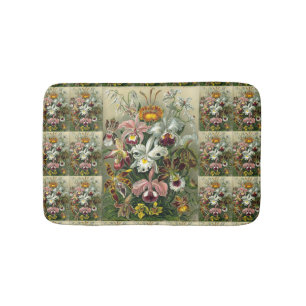 Ernst Haeckel Orchids, Vintage Rainforest Flowers Bath Mat