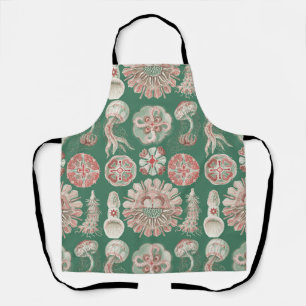 Ernst Haeckel Sea Life Pink Jellyfish Green Poster Apron