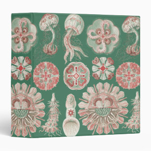 Ernst Haeckel Sea Life Pink Jellyfish Green Poster Binder