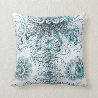 Ernst Haeckel Siphonophorae Jellyfish Bluebottle Throw Pillow