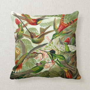 Ernst Haeckel Trochilidae Hummingbird Throw Pillow