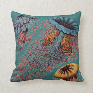 Ernst Haeckel's Disco Medusae Throw Pillow