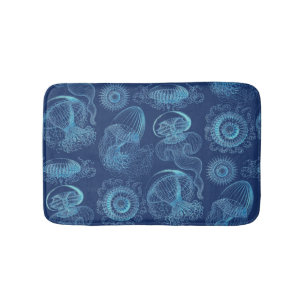 Ernst Haeckel's Leptomedusae (Dark Blue) Bath Mat
