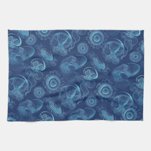 Ernst Haeckel's Leptomedusae (Dark Blue) Kitchen Towel