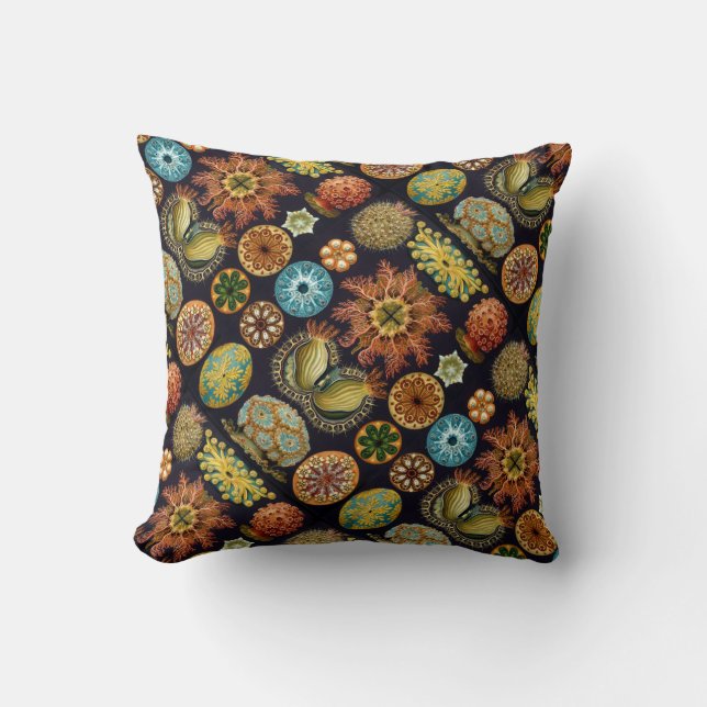 Ernst Haeckel's Oceanic Wonders Throw Pillow (Front)