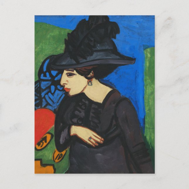Ernst Ludwig Kirchner - Dodo with a Feather Hat Postcard (Front)