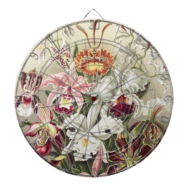 ErnstHaeckel Vintage Botanical Orchid Illustration Dartboard (Front)