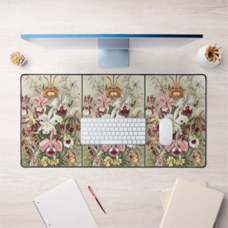 ErnstHaeckel Vintage Botanical Orchid Illustration Desk Mat