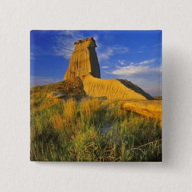 Eroded Monument in the Little Missouri 2 Inch Square Button (Front)