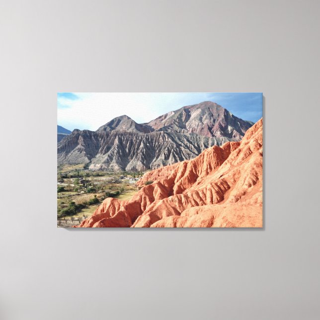 Eroded Mountain Range In Salta Province Canvas Print (Front)