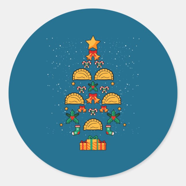 Erogi Lish Land Christmas Tree Xmas Long Sleeve  Classic Round Sticker (Front)