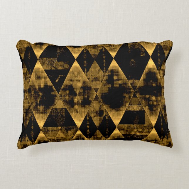 Erratic Gold and Black Diamond Notebook Accent Pillow (Front)