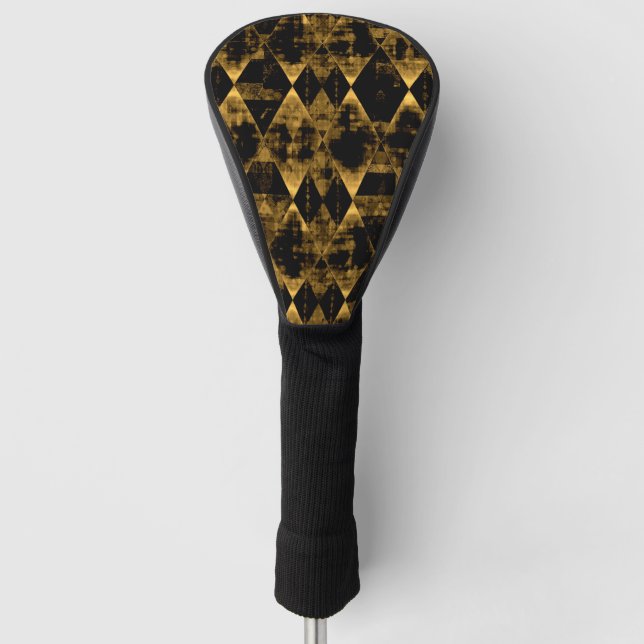 Erratic Gold and Black Diamonds Golf Head Cover (Front)