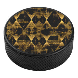 Erratic Gold and Black Diamonds Hockey Puck
