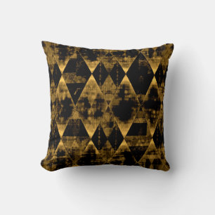 Erratic Gold and Black Diamonds Throw Pillow