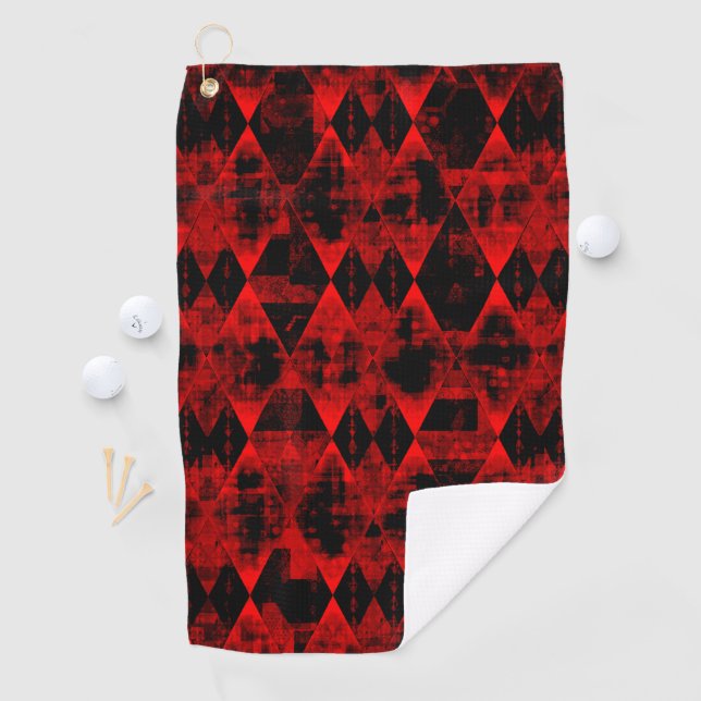 Erratic Red and Black Diamond Wonder Golf Towel (InSitu)