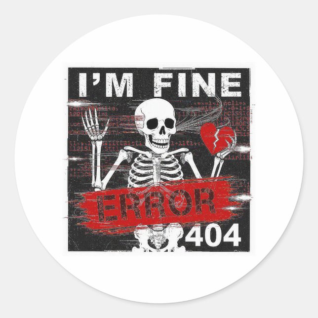 Error 404 classic round sticker (Front)